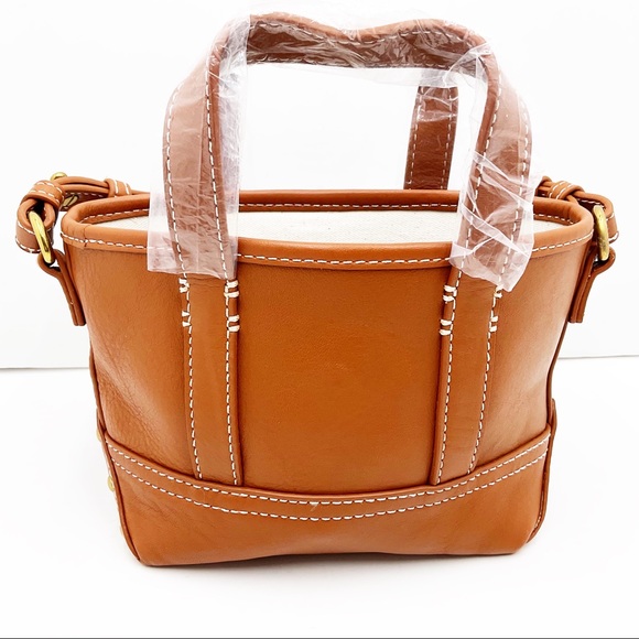 💕H.P💕🆕{J. Crew}Rich Oak Leather Mini Montauk Tote Bag - Picture 3 of 14
